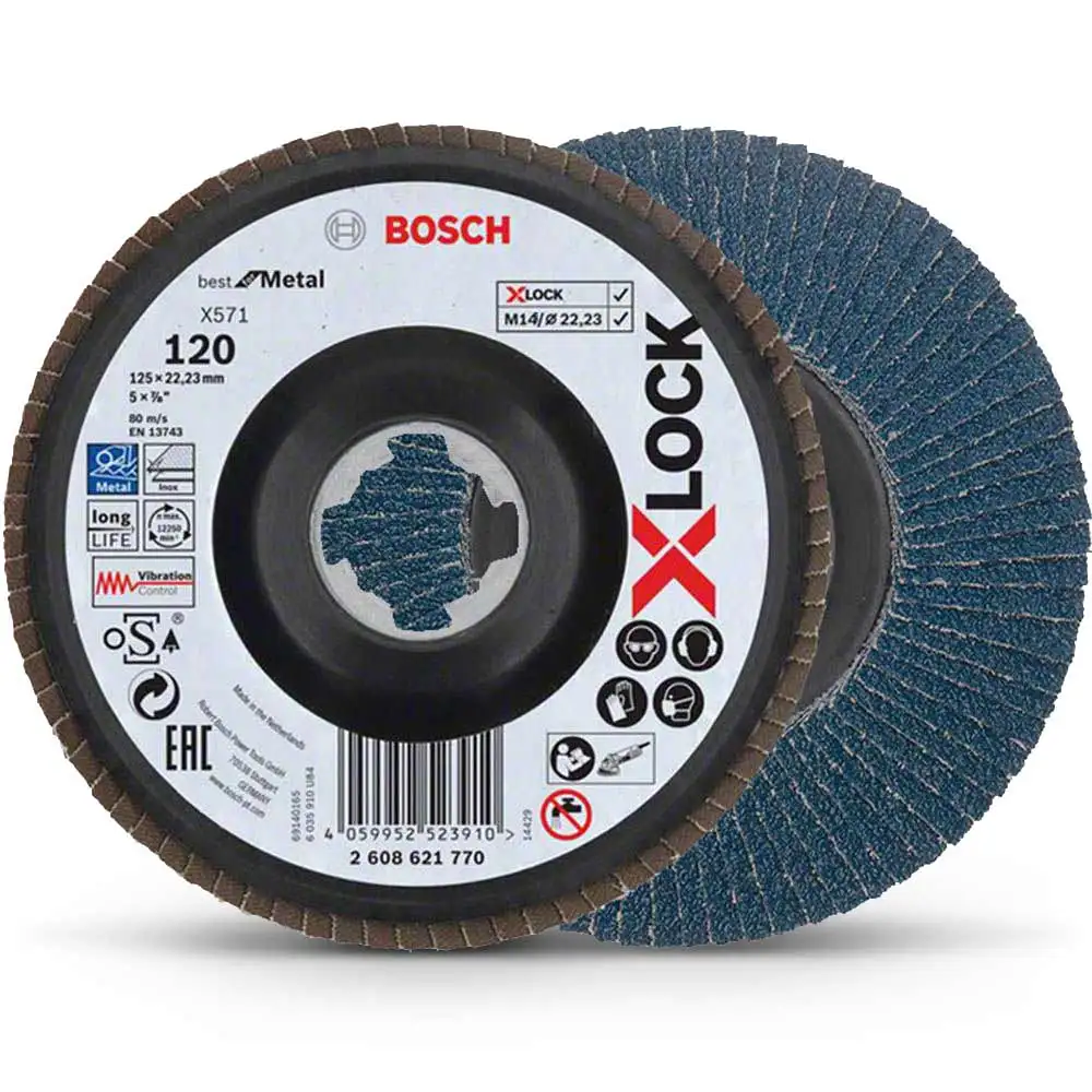 Bosch 125mm 5" X-Lock Zirconia Flap Disc Wheel 120gt Suits