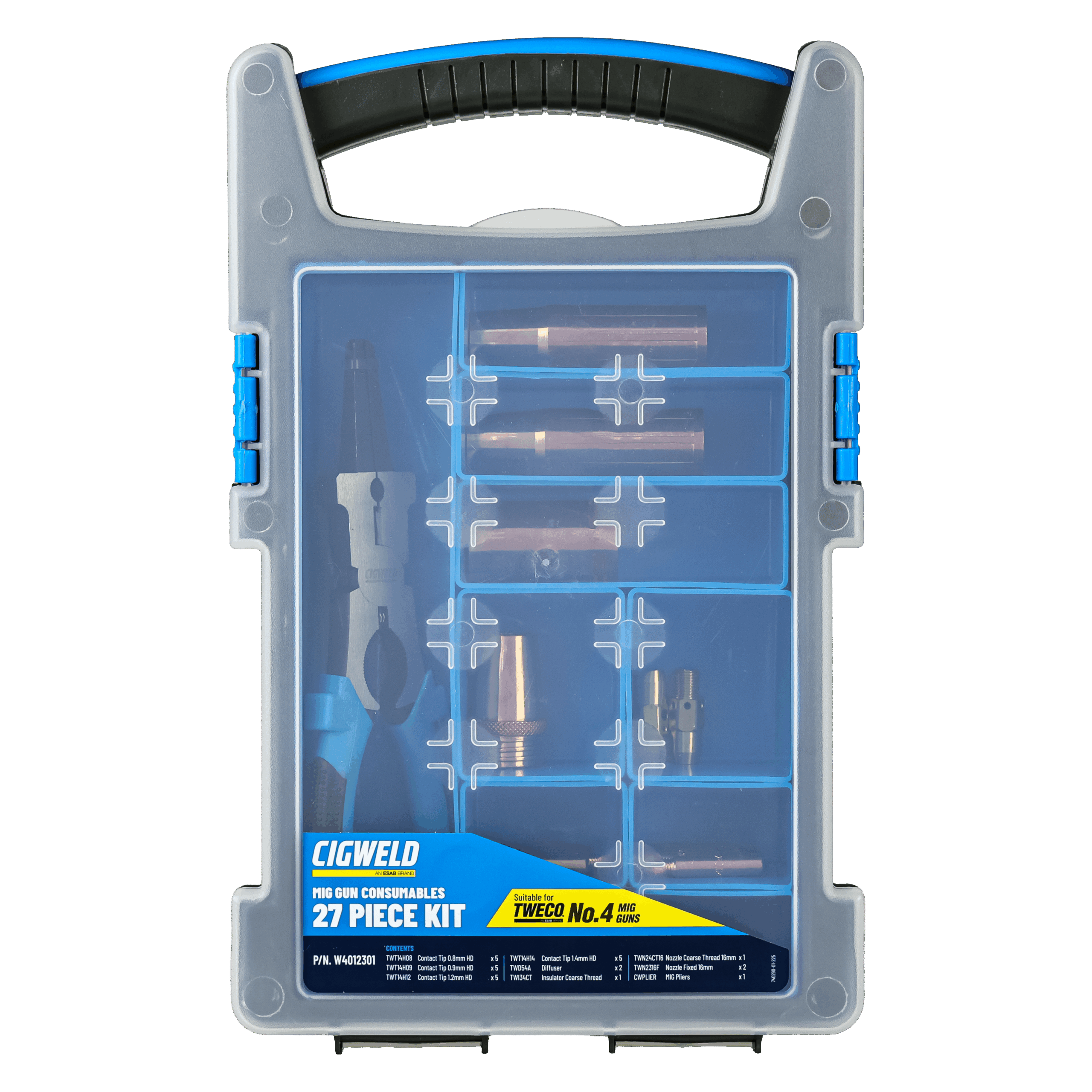 Cigweld MIG Front End Tweco #4 Consumables Kit - 27 Piece Kit — image 10
