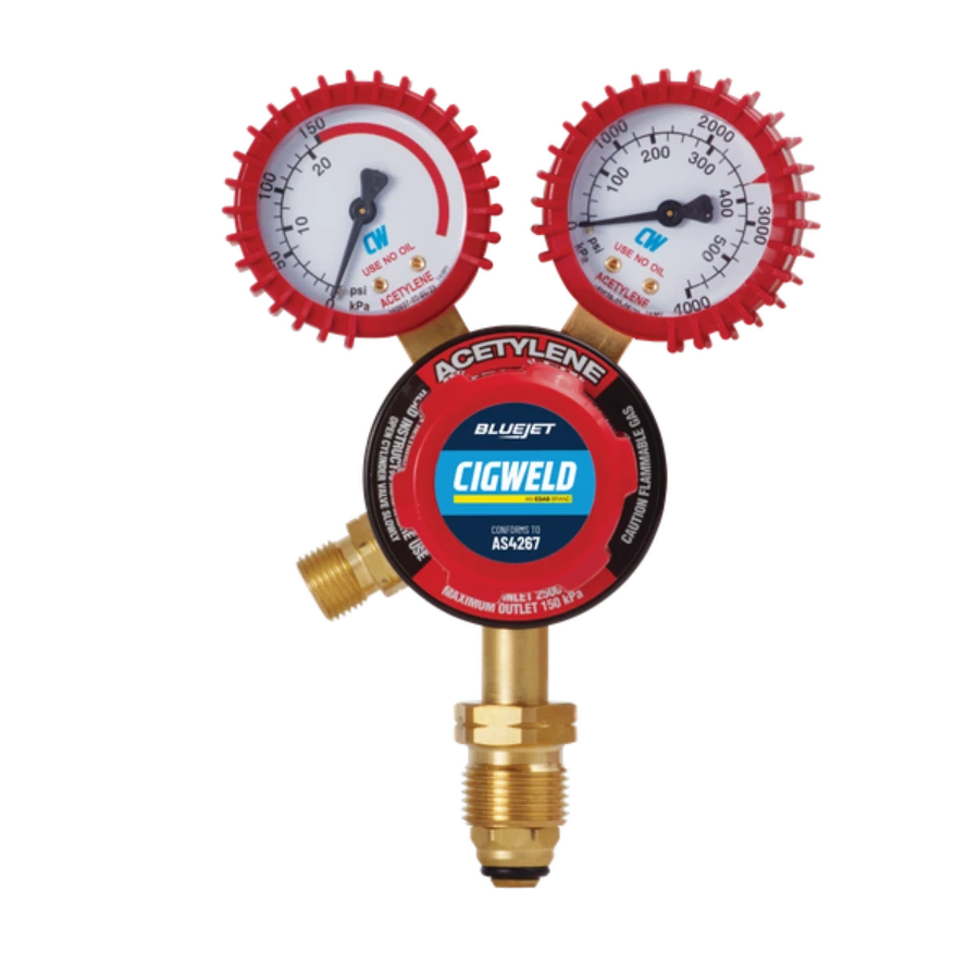 Cigweld BlueJet Acetylene Vertical Inlet Regulator 150kPa