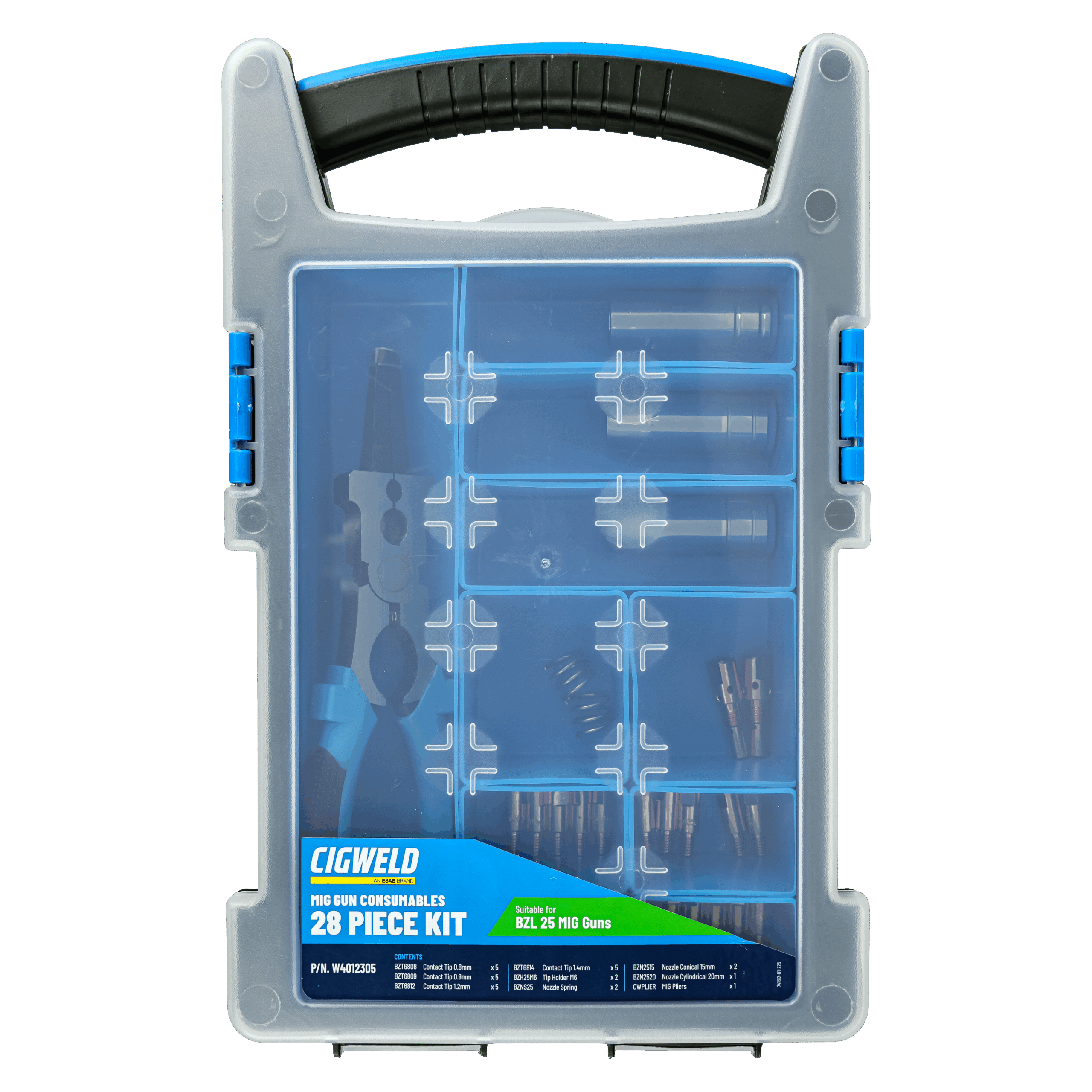 Cigweld MIG Front End BZL 25 Consumables Kit - 28 Piece Kit — image 3