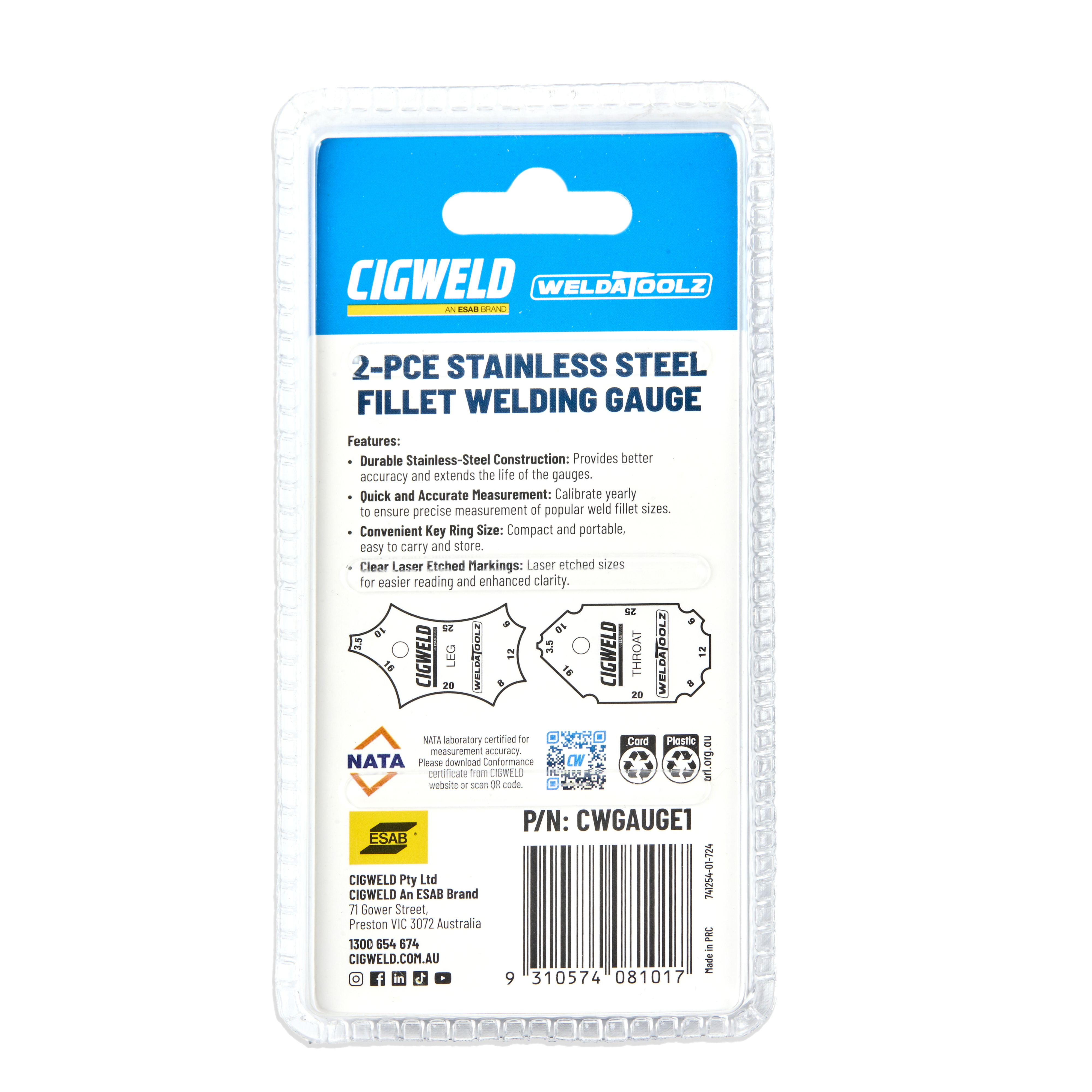 Cigweld 2-PCE Stainless Steel Fillet Welding Gauge CWGAUGE1 — image 6