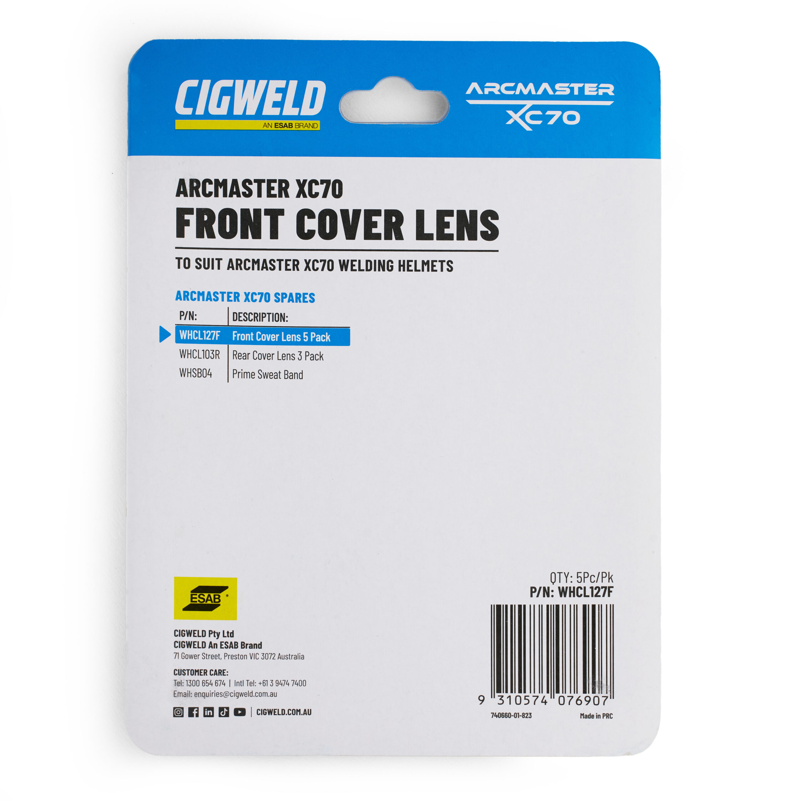 Cigweld Arcmaster XC70 Front Cover Lens 5Pc/Pk WHCL127F — image 4
