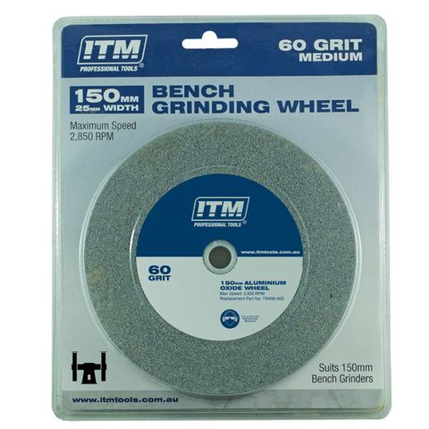 ITM GRINDING WHEEL, ALUMINIUM OXIDE, 150 X 25MM, 60 GRIT MEDIUM