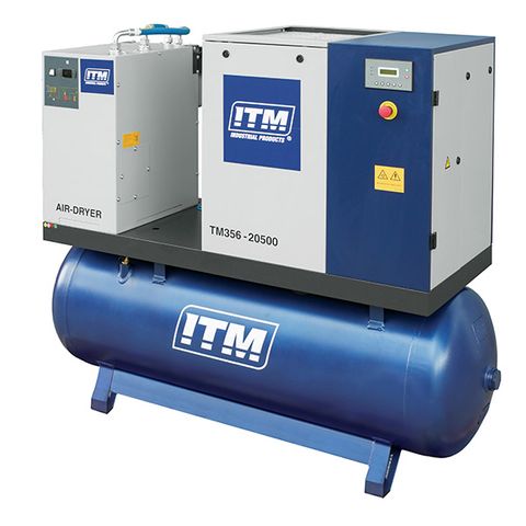 ITM AIR COMPRESSOR ROTARY SCREW WITH REFRIGERATED DRYER, 3 PHASE, 20HP, 500LTR, FAD 1980