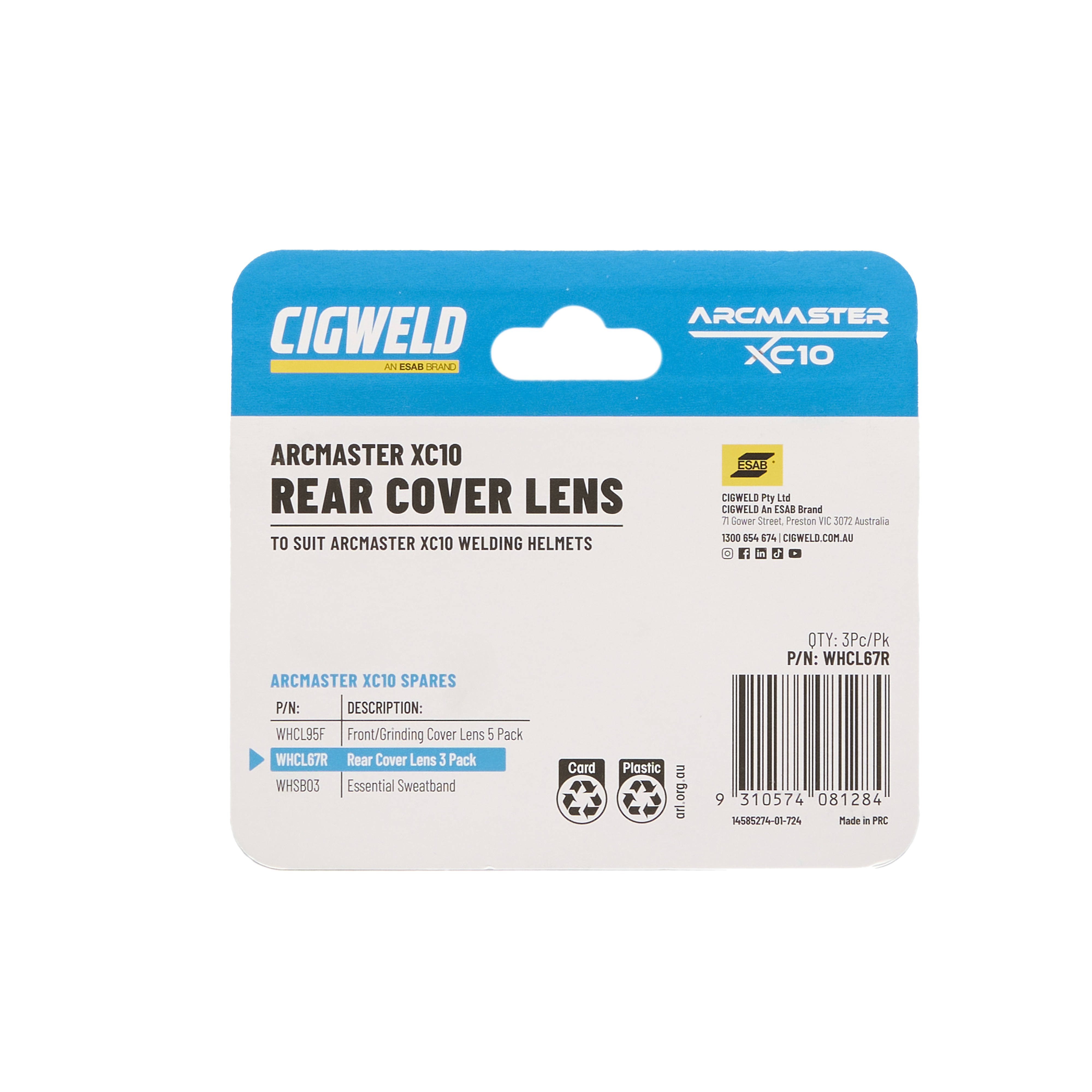 Cigweld Arcmaster XC10 Rear Cover Lens 3pc/pk WHCL67R — image 4