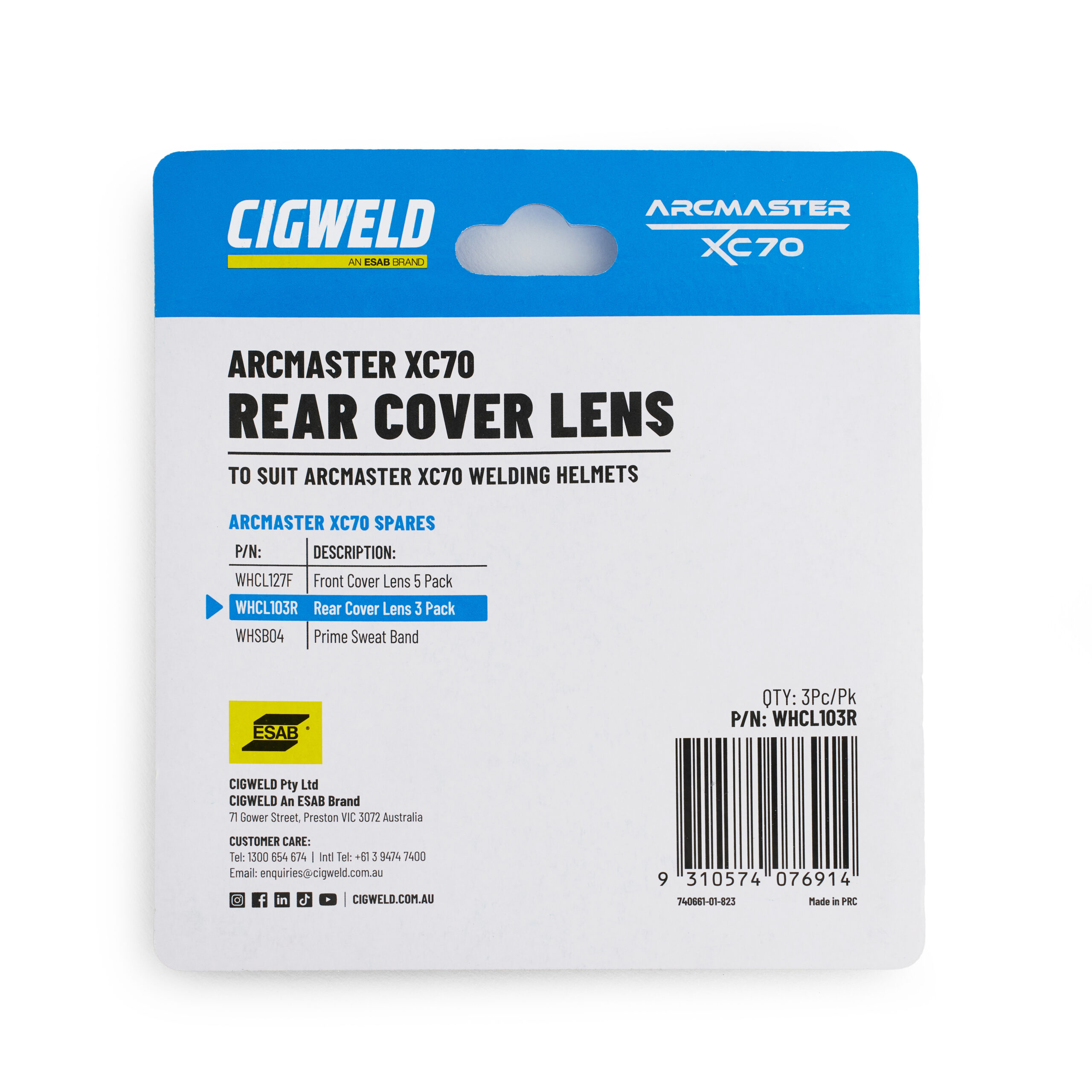 Cigweld Arcmaster XC70 Rear Cover Lens 3Pc/Pk WHCL103R — image 4