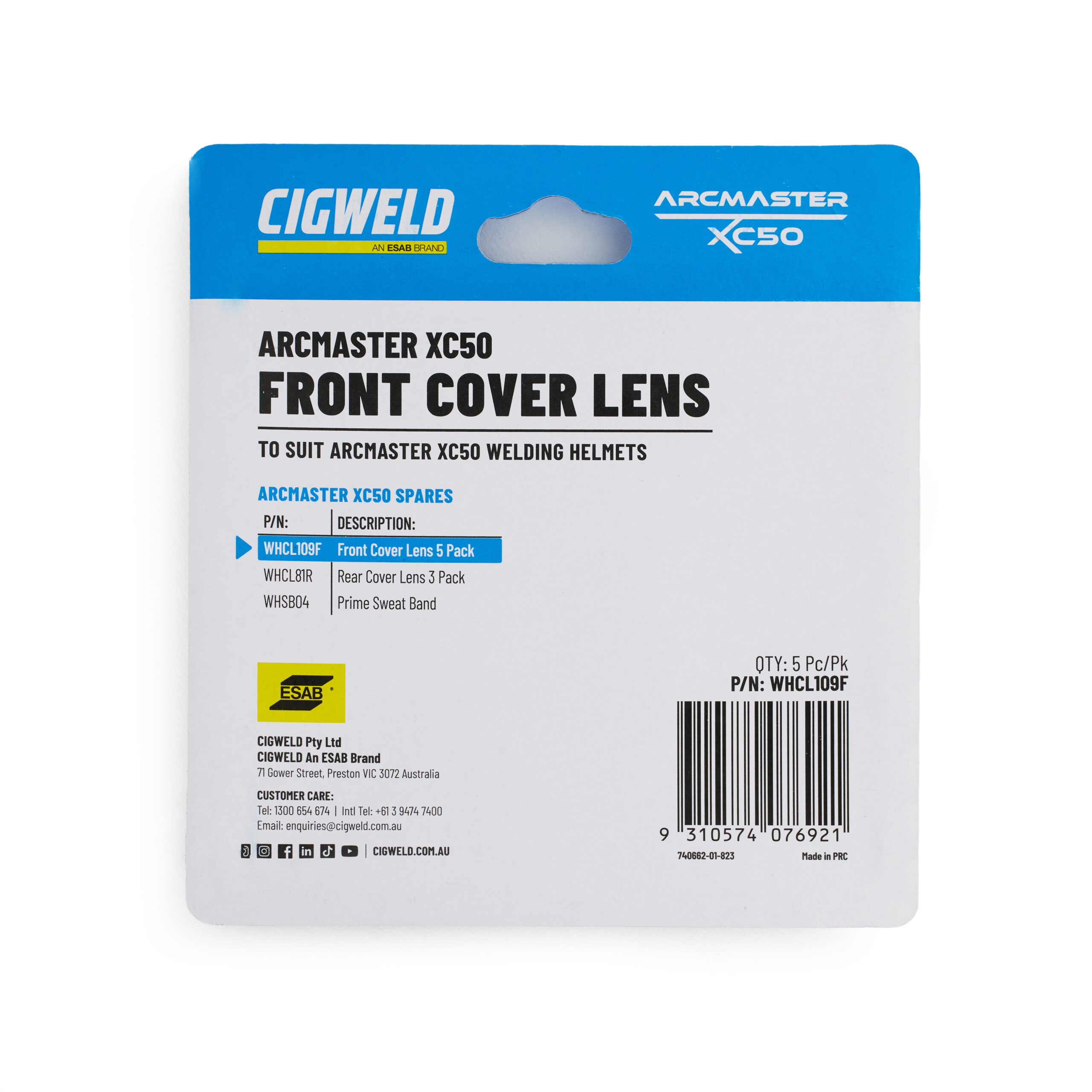 Cigweld Arcmaster XC50 Front Cover Lens 5Pc/Pk WHCL109F — image 4