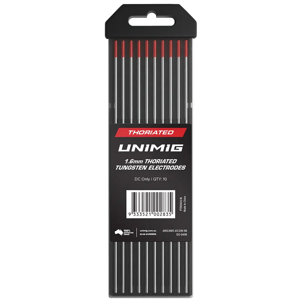 UNIMIG Thoriated Tig Tungsten Electrodes Red - 1.6MM