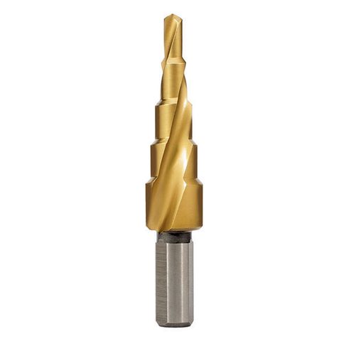HOLEMAKER STEP DRILL, SPIRAL FLUTE, 5 STEPS, 8MM STEP LENGTH, 4 - 12MM