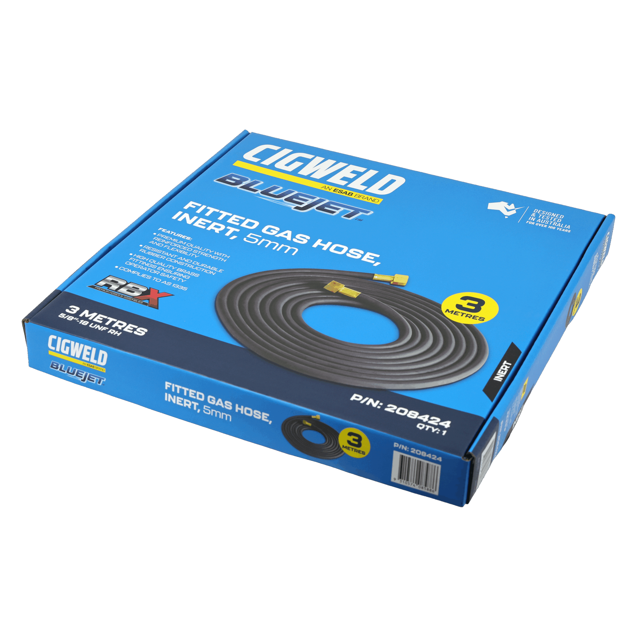 Cigweld BlueJet RBX Fitted Gas Hose, Inert, 5mm, 3m 208424 — image 6