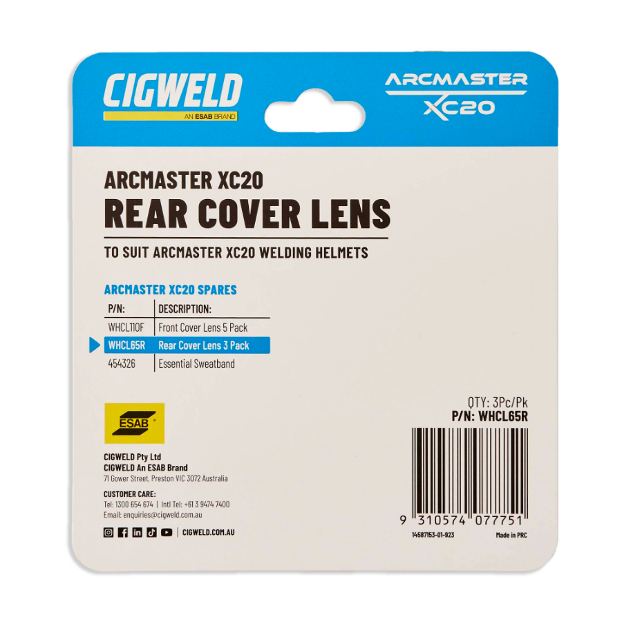 Cigweld Arcmaster XC20 Rear Cover Lens 3Pc/Pk WHCL65R — image 4