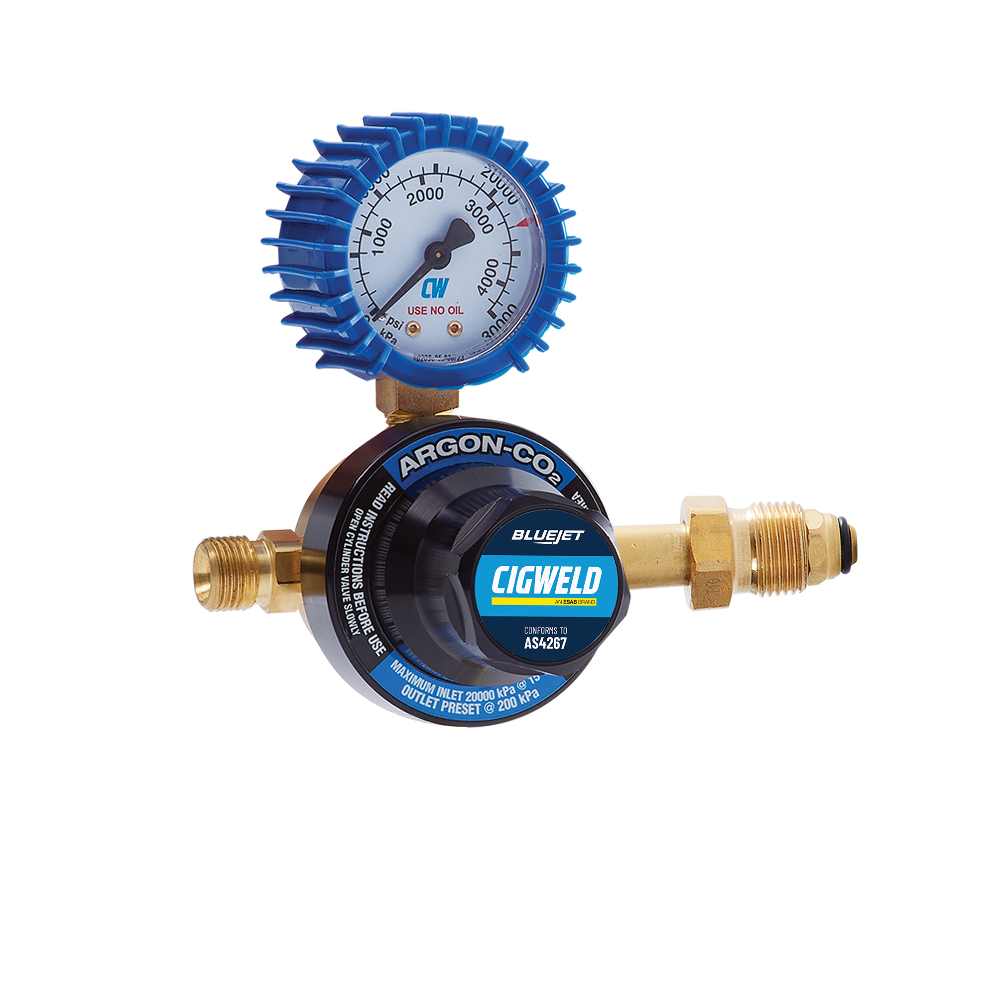 Cigweld BlueJet Argon Side Inlet Regulator Preset 200 kPa — image 4