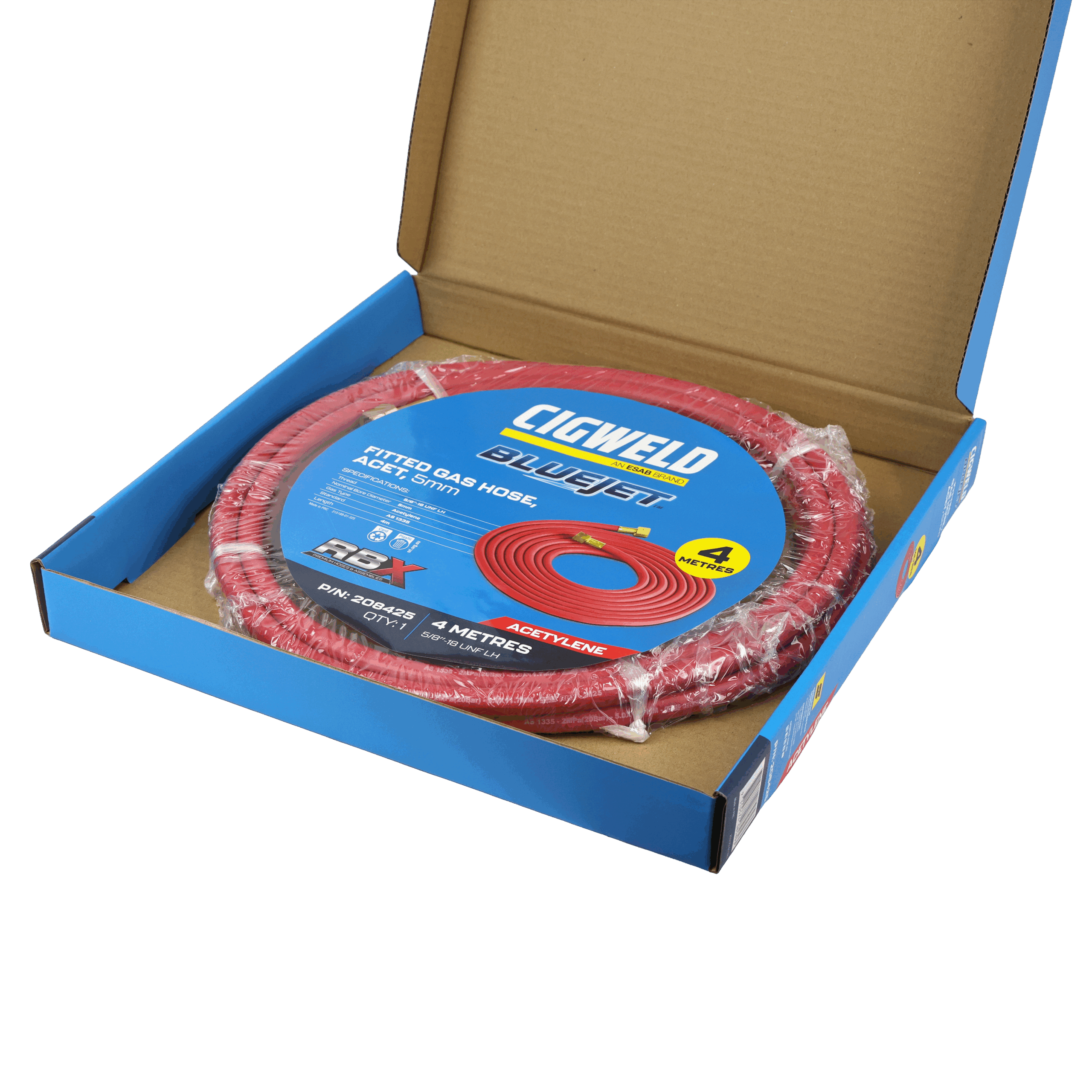 Cigweld BlueJet RBX Fitted Gas Hose Acetylene, 5mm, 4m 208425 — image 4