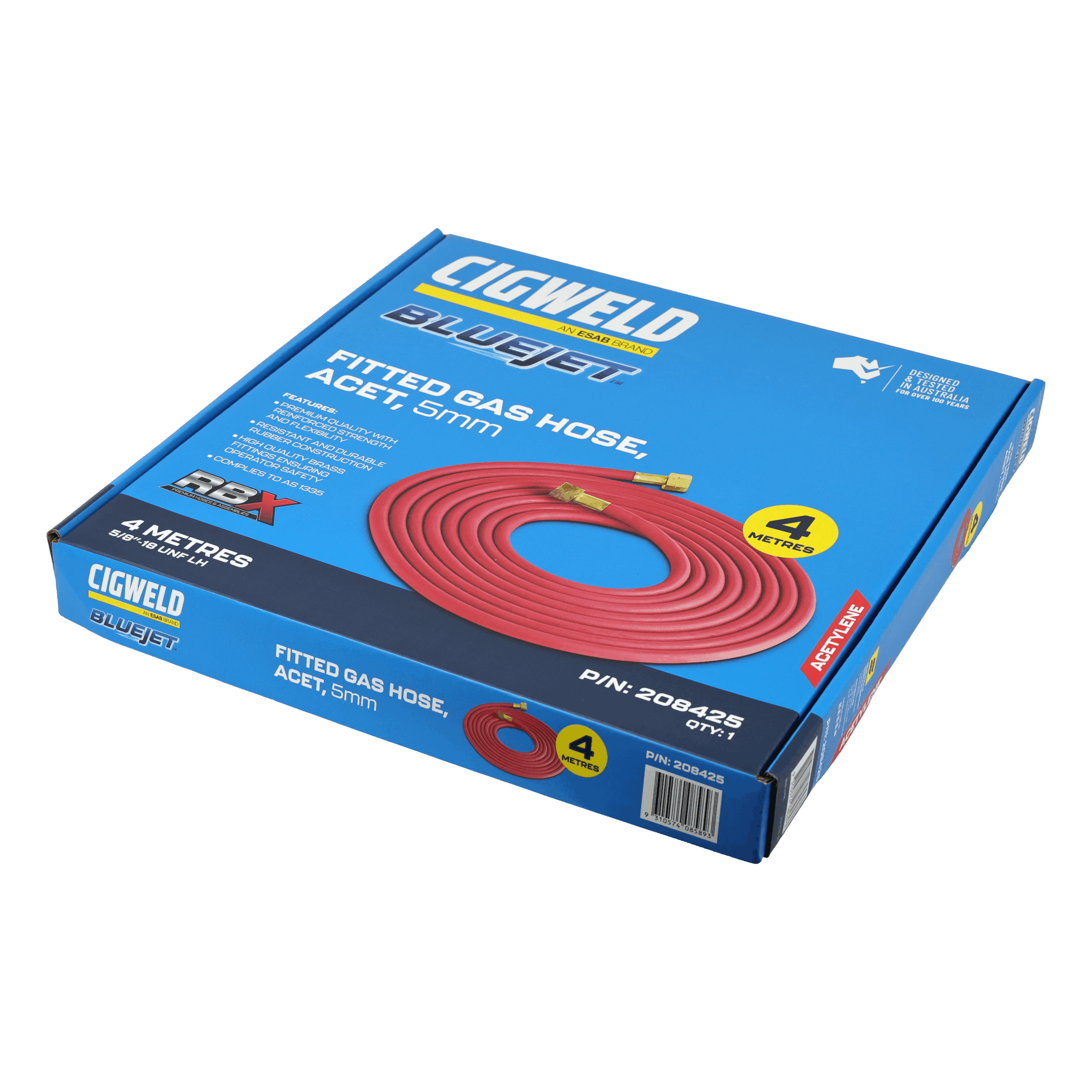Cigweld BlueJet RBX Fitted Gas Hose Acetylene, 5mm, 4m 208425 — image 6