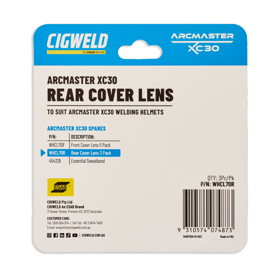 Cigweld Arcmaster XC30 Rear Cover Lens 3Pc/Pk WHCL70R — image 4