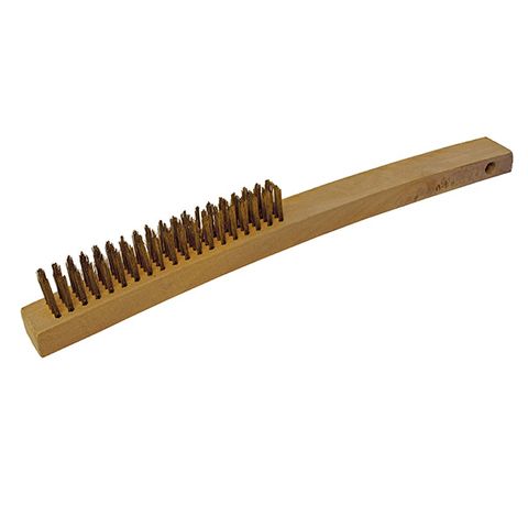 ITM HAND BRUSH TIMBER HANDLE, LONG 353MM, 4 ROW BRASS