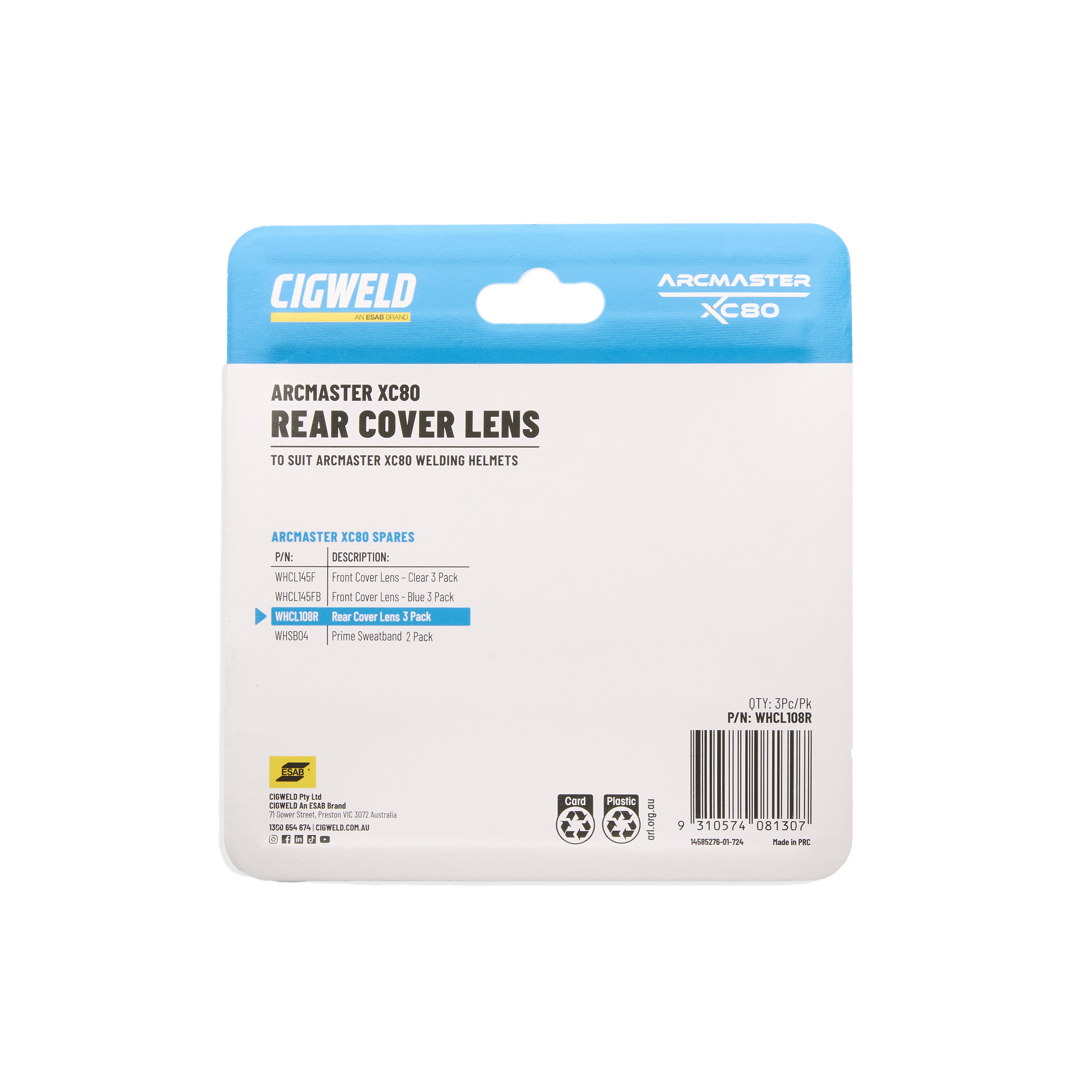 Cigweld Arcmaster XC80 Rear Cover Lens - Clear 3pc/pk WHCL108R — image 6