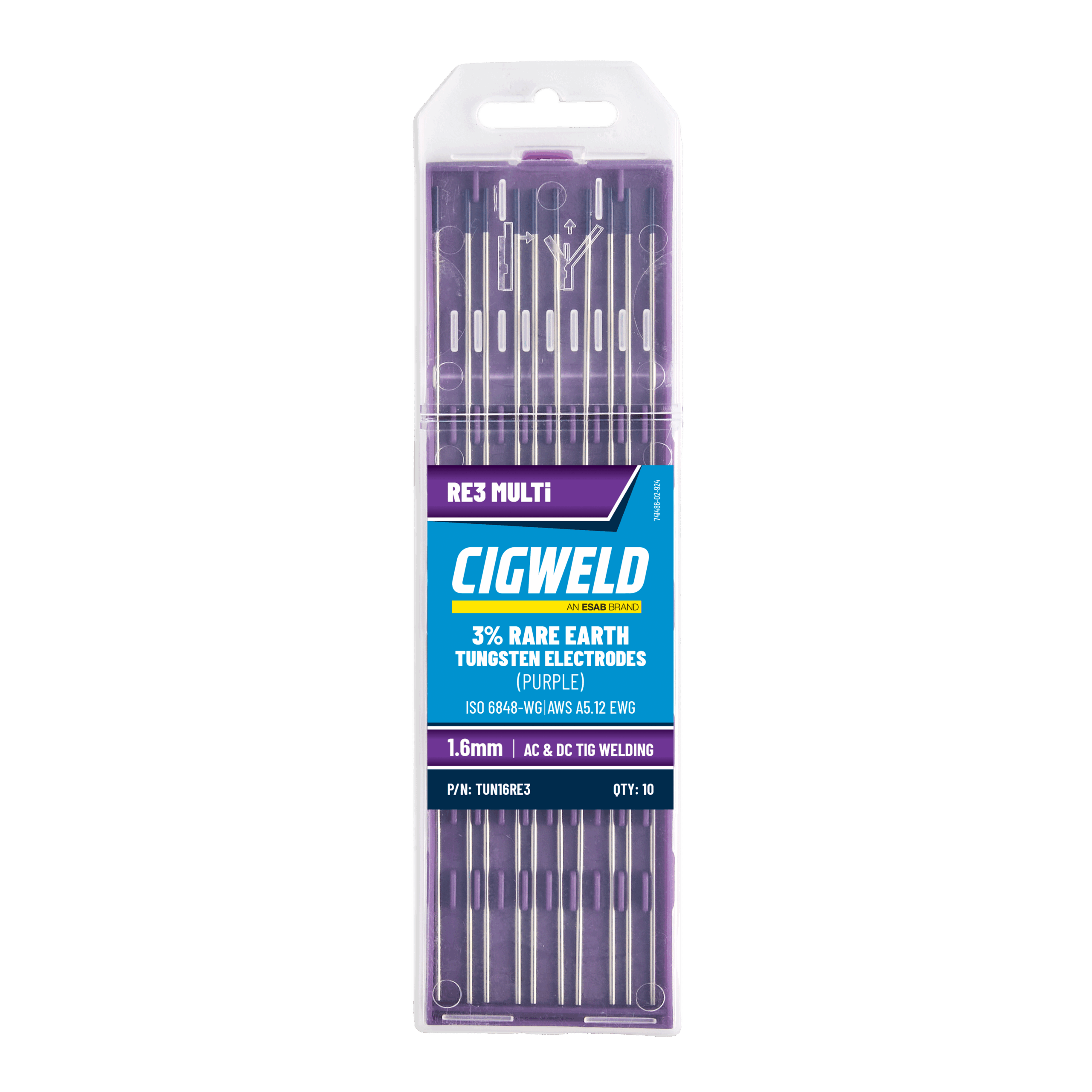 Cigweld 3% Rare Earth Tungsten - 2/10 Pack TUN32RE3 | Electroweld