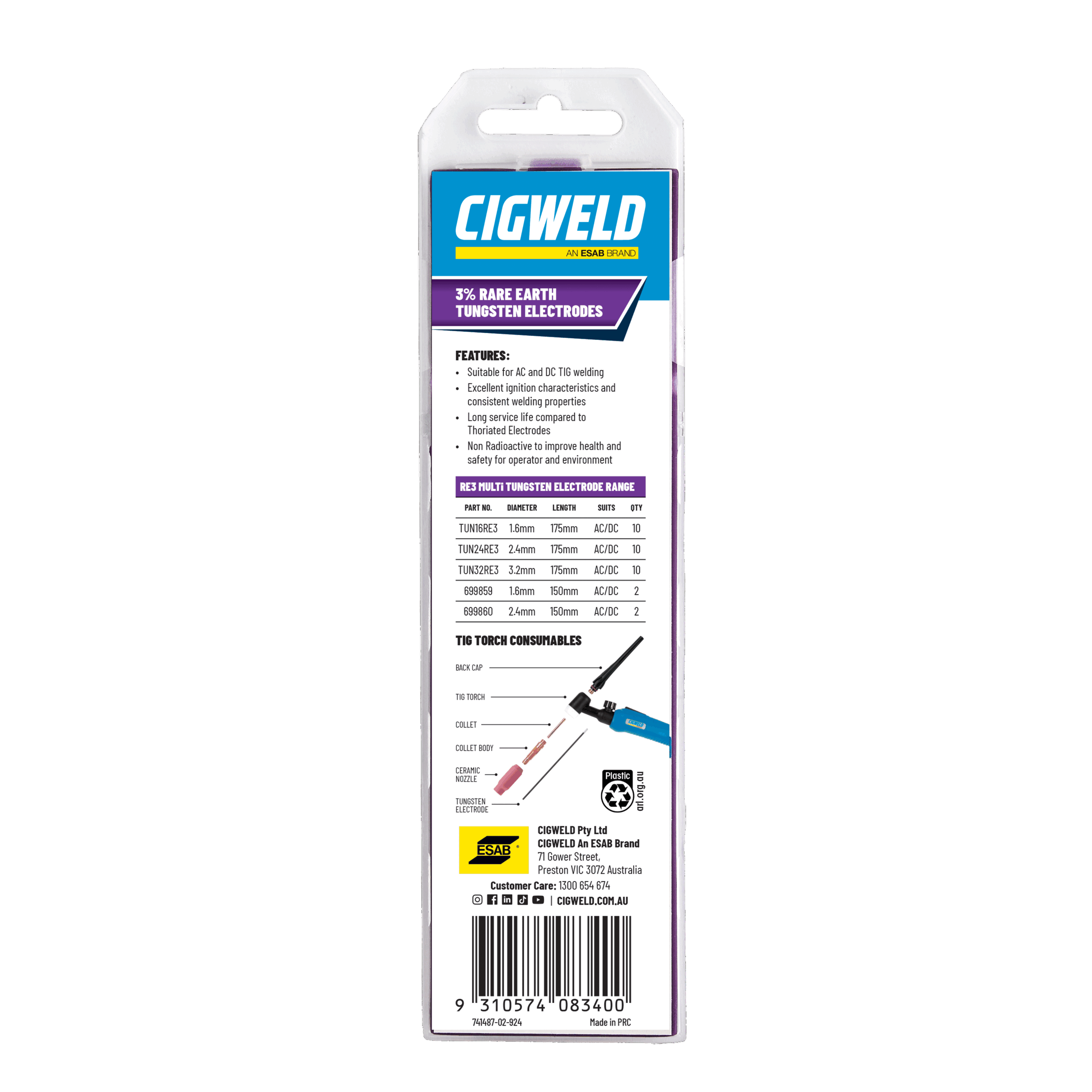 Cigweld 3% Rare Earth Tungsten - 2/10 Pack TUN32RE3 | Electroweld — image 8