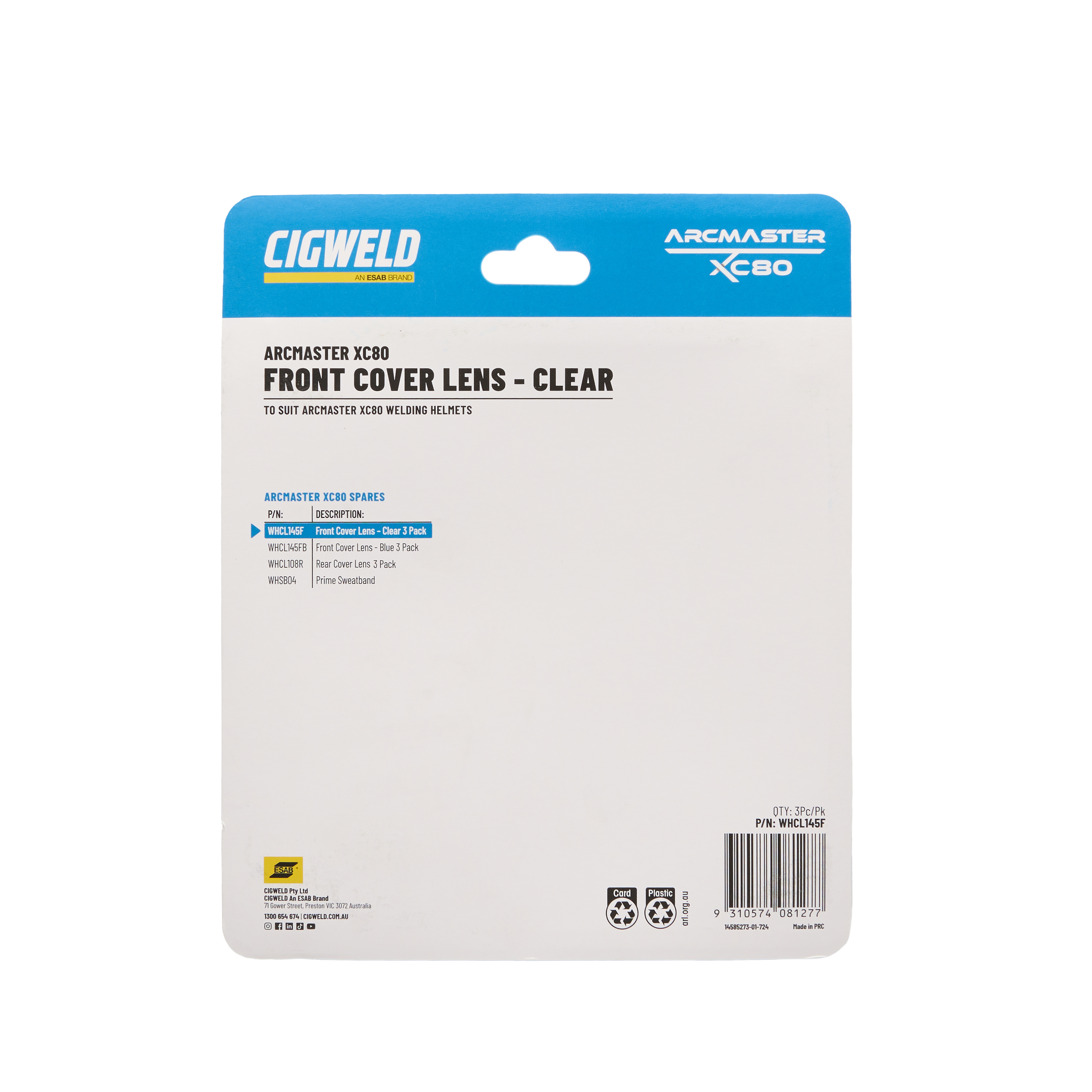 Cigweld Arcmaster XC80 Front Cover Lens | Electroweld — image 4